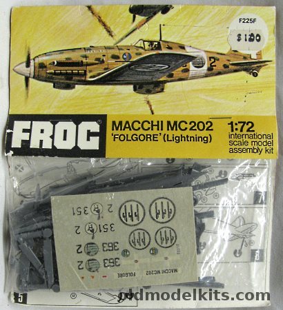 Frog 1/72 MC-202 Folgore - 363 Sq 150 Gruppo  53 Stormo Benghazi Libya July 1942 or 351 Sq 155 Gruppo 51 Stormo - Bagged, F225F plastic model kit
